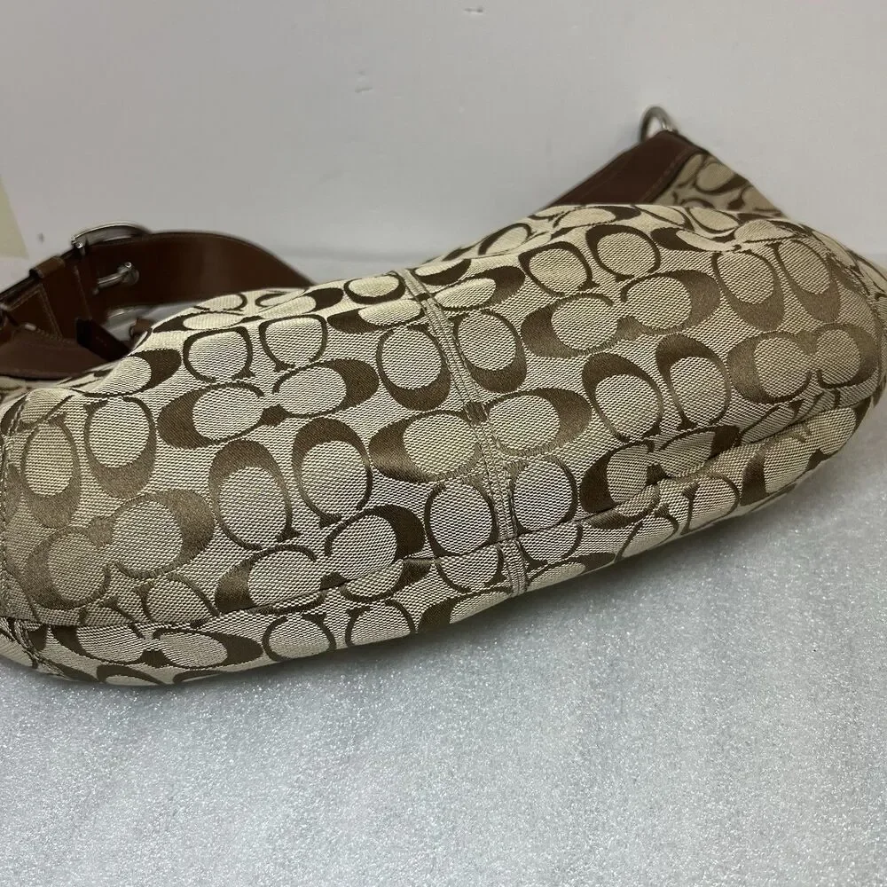 Coach LARGE F13741 Vintage Y2K Soho Hobo Shoulder Bag Beige Signature C Canvas